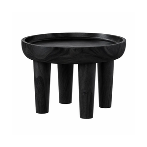 Contemporary Black Solid Suar <b>Wood</b> <b>Round</b> <b>Coffee</b> <b>Table</b> Tray Top Center <b>Table</b> Wabi-Sabi Style Hotel Project Furniture - Product Image 3