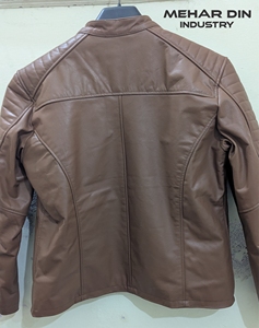 Chaqueta Bomber Unisex de Cuero Sintético Marrón, Cuello Alto, Cierre de Cremallera, Diseño Personalizado, Ropa de Invierno, Mangas Largas, Bolsillos - Product Image 3