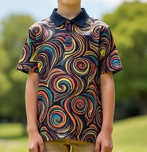 Polo décontracté en maille 180g mélange polyester/coton respirant et à séchage rapide pour tout-petits garçons - Vêtements de sport - Product Image 4