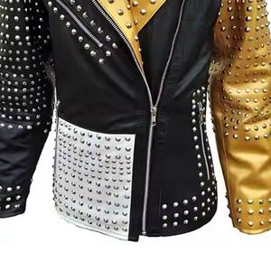 Wholesale Winter Quilted <b>Jacket</b> Trendy Studded Leather <b>Corduroy</b> Woven Breathable <b>Men</b> Slim Fit High Quality Genuine - Product Image 4