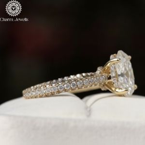 Charm Jewells IGI Certified 3 GM <b>Silver</b> Gold Plated Cushion Cut Moissanite <b>Eternity</b> Band <b>Ring</b> Prong Setting Women's Classic <b>Ring</b> - Product Image 4