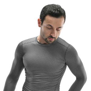 Men Long Sleeve Compression <b>Top</b> 3D Honeycomb Texture Quick Dry Crew Neck Tight Fit <b>Thermal</b> Base Layer Custom OEM Wholesale Maker - Product Image 4