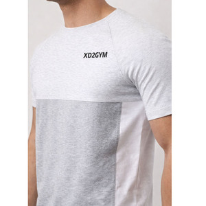 T-shirt en jersey à empiècements contrastés pour homme – Coton premium – T-shirt de sport personnalisé avec logo – Vêtement de sport respirant à coupe athlétique pour l'entraînement - Product Image 3