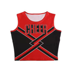 Uniforme de cheerleading unisexe en polyester de haute qualité, personnalisé par l'OEM, avec des ensembles de strass, tissu personnalisé, vente en gros - Product Image 4