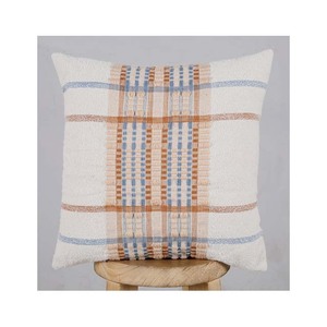 Funda de Cojín Cuadrada de Algodón y Lino con Patrón Geométrico a Cuadros, Hecha a Mano, Estilo Nórdico, Decorativa para el Hogar - Product Image 1