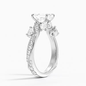 Anillo BOJ 04 Corte Esmeralda Plata 925 con Diamantes Grand Camellia y Baño de Rodio, Anillo de Boda con Moissanita de 2ct Color D VVS1 Certificada por GRA - Product Image 2