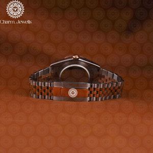 Charm_Jewells Women's Luxury Stainless Steel <b>Watch</b> 38mm Round Dial Sapphire Crystal Quartz Movement Analog Fold Clasp - Product Image 2