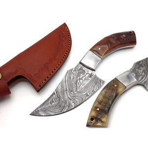 Cuchillo de caza de acero de Damasco con punta caída y mango de asta de ciervo, fabricado en fábrica a precio económico - Product Image 3