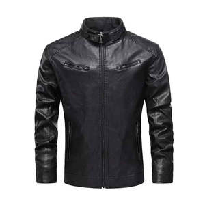 Veste en cuir imperméable et écologique de style motard classique pour hommes, avec logo frontal, pour motards et hommes modernes - Product Image 1