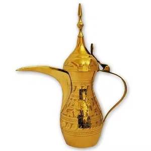 Cafetière arabe de luxe en or, Dallah en acier inoxydable, moderne, manuelle, avec couvercle, pot de service moyen-oriental, cadeau décoratif - Product Image 6