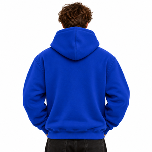 Sweat-shirt à capuche zippé pour homme, bleu royal, motif strass, streetwear premium orné de strass - Product Image 2