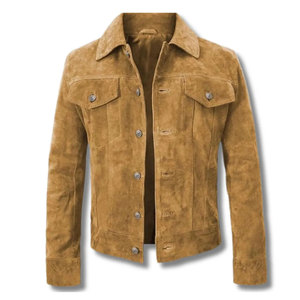 Cozy Fit <b>Suede</b> Leather <b>Jacket</b> Lightweight Casual Style <b>Suede</b> Leather <b>Jacket</b> Smooth Surface With Stylish Look - Product Image 1