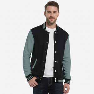 Veste varsity pour homme, hiver, color block, noir et vert, boutons pression, col montant, manches longues, logo sur le devant, polyester/coton, Bangladesh - Product Image 5