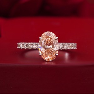 2.04 CT Vivid Pink Oval Lab Grown Diamond <b>Ring</b> 14K <b>Gold</b> Rare Color Statement Fashionable <b>Ring</b> - Product Image 5