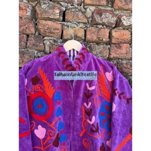 Purple Embroidered Velvet Jacket Handmade Suzani Jacket <b>Coat</b> Boho Chic Jacket Inside Cotton Lining Short Women's <b>Coat</b> - Product Image 4