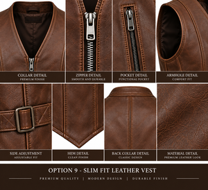 <b>Men's</b> Black <b>Leather</b> <b>Vest</b> V-Neck Button Closure Casual Outerwear Plus Size Regular Fit Solid Color - Product Image 5