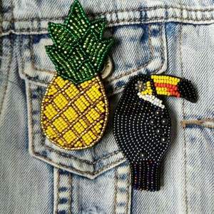 Broche de pájaro con lentejuelas azul claro, bordado de cuentas de cristal, pin de solapa de animal para mujer, decoración para prendas, sombreros, bolsos, artesanía, joyería - Product Image 3