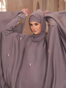 Hijab musulman pour femmes, grande taille, uni, ample, décontracté, en mousseline de polyester, longueur maxi, col rond, manches longues, à enfiler, style islamique - Product Image 4
