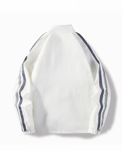 Men's <b>Square</b> Collar Color Blocking Zipper Jacket Casual Style <b>White</b> Green Navy - Product Image 2