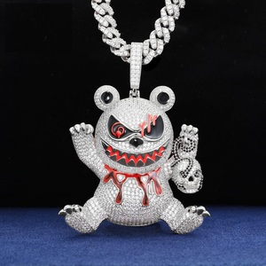 Pendentif 3D dessin animé Iced Out pour homme, bijoux punk en argent sterling, moissanite VVS, pendentif Ours Tueur Sorcier, bijoux Hip Hop - Product Image 3
