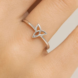Classic Design <b>Celtic</b> Knot <b>Ring</b> 925 Sterling <b>Silver</b> Bohemian Dainty Statement wedding Minimalist Irish Triquetra Jewelry - Product Image 5