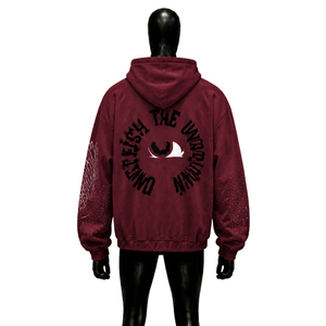 NUEVA SUDADERA CON CAPUCHA Y CIERRE DE CREMAÑERA EN COLOR BURGUNDÍA CON ESTAMPADO GRÁFICO, SUDADERA DE FORRO POLAR EXTRA GRANDE ESTILO STREETWEAR, SUDADERA CON CAPUCHA CASUAL UNISEX, CHAQUETA URBANA EN SAL - Product Image 2