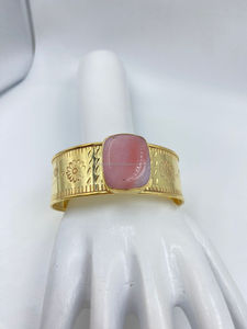 กำไลข้อมือทองเหลืองชุบทอง18K ทำด้วยมือสุดหรูประดับด้วยเพชรพลอยหรือของขวัญแต่งงานสำหรับผู้หญิง - Product Image 1