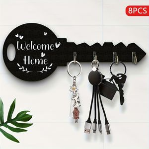 Set di 8 Ganci Portachiavi Vintage in Legno, Decorazioni da Parete per Casa, Organizzatori per Chiavi e Posta, Stile Rustico, Halloween e Ringraziamento - Product Image 1