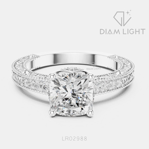 Bague de fiançailles en diamant de laboratoire taille coussin 1,78 carat en or blanc massif 14 carats, couleur F+, clarté VS+, bijoux fins pour femme, cadeau - Product Image 1