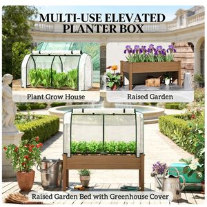 Fioriera Rialzata Marrone Pratica con Riparo Solare per Giardinaggio Esterno - Product Image 4