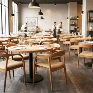 Chaise de salle à manger scandinave Selly en teck indonésien de qualité supérieure, avec pieds tournés, pour restaurant, cuisine, usage commercial, vente en gros - Product Image 4