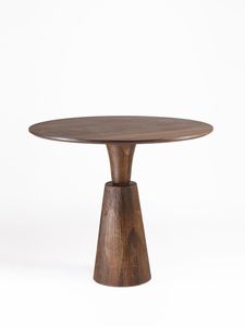 Hourglass <b>Walnut</b> Wood Drink <b>Table</b> | Inverted Cone Top Accent Stand with Gold Brass Collar & Solid Timber Base - Product Image 6