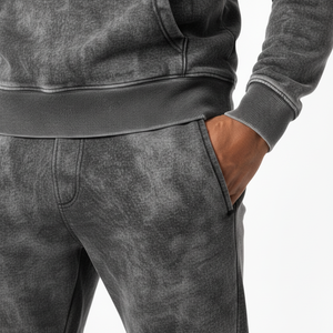 Conjunto Deportivo de Lujo Azul Marino con Lavado Ácido para Hombre, Sudadera con Capucha y Logotipo 3D Personalizado, Pantalones Jogger, 400GSM, Algodón French Terry, Lavado Mineral Vintage - Product Image 5