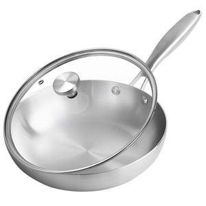 304 Stainless Steel Three-Layer Wok <b>Induction</b> & Gas Stove Compatible Coating-Free Frying <b>Pan</b> for Household Steak - Product Image 6