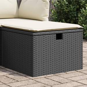 Petit tabouret de jardin résistant à l'eau en rotin PE noir, matériaux de rangement durables - Product Image 1