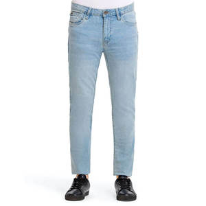 Jean droit respirant délavé à l'acide pour homme, en denim de coton, taille mi-haute, coupe ample, style vintage, brodé, léger - Product Image 5