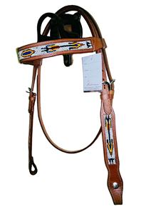 Cabecera occidental de caballo de cuero de calidad superior de Venta caliente con cuentas Headstall Collar de cabeza de equitación a precio asequible - Product Image 6