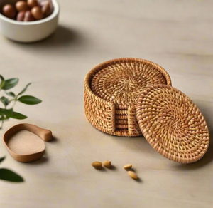Sous-verres et sets de table en rotin naturel biodégradable pour maisons éco-responsables - Product Image 2