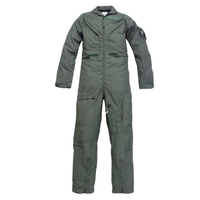 Combinaison de pilote unisexe en microfibre imperméable vert foncé, uniforme de vol avec fermeture éclair intégrale et multiples poches pour utilisation en avion.
