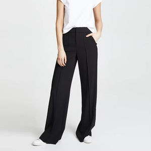 Pantalon de costume noir taille haute coupe droite pour femme, pantalon cargo large, prix abordable - Product Image 1