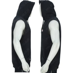 Débardeurs à capuche sans manches pour hommes, pour l'entraînement et la musculation, 420 grammes, délavé, broderie 3D, fermeture éclair - Product Image 3