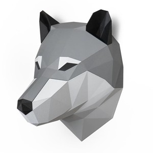 Sculpture murale géométrique tête de loup en bois d'acacia, style moderne minimaliste, vente en gros - Product Image 4