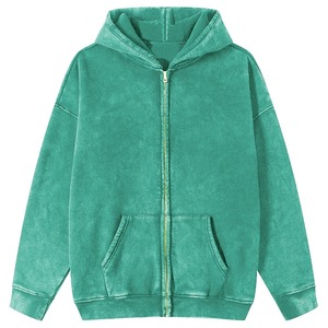 Unisex Hooded Zip-Up Sweatshirt Solid Color Fleece Casual Autumn Wear Oversized Regular Sleeve Length 2027 - Product Image 1