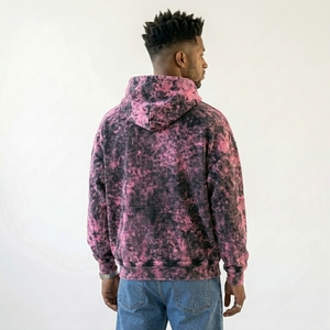 High Street Acid Wash <b>Men</b> <b>Pullover</b> Hoodie Marble Tie Dye Design Heavyweight Cotton Fleece Drop Shoulder Street Style Hoodie - Product Image 3