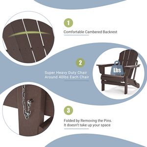 Sedia Adirondack Pieghevole Resistente alle Intemperie per Braciere, Patio, Barbecue all'Aperto, Spiaggia, Giardino - Resina HDPE, Piatti Inclusi - Product Image 6