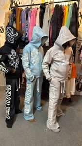 Wholesale Sun Faded <b>Distressed</b> Embroidery Men Streetwear Tracksuit Screen Printing Logo Tracksuit with Drawstring - Product Image 6