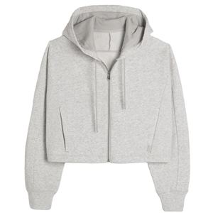 2026 Custom Logo Cropped Hoodie for Women Cotton Crop Top Turtleneck <b>Zipper</b>-Up Plus Size Short Hoodie for Winter - Product Image 3