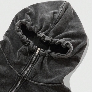 High Quality Men Acid Washed Hoodie 100 % Cotton Fleece Custom Embroidery Logo 500 Gsm <b>Bulk</b> Blank French <b>Terry</b> Oversized Hoodies - Product Image 3