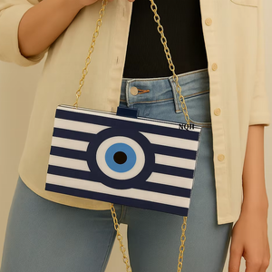 Pochette de soirée de luxe faite à la main en bois et résine, durable et écologique, avec incrustation géométrique, sac à bandoulière avec chaîne, logo personnalisé - Product Image 1