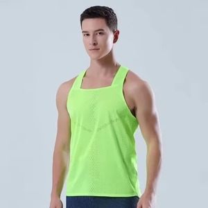 Mens Workout Lightweight Bonded Square Knitted Tank Top Breathable Sports Vest Polyester Quick Dry Marathon <b>Running</b> <b>Singlet</b> - Product Image 6